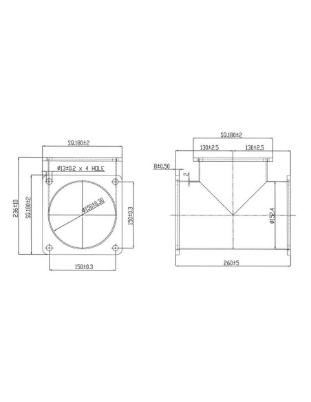 Pieza en T 6'' (150mm) (galvanizado)