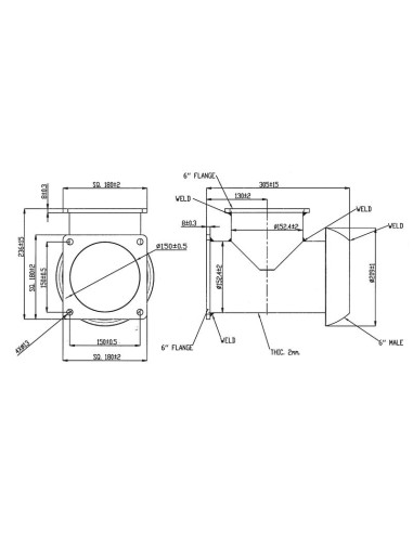 Pieza en T con acoplamiento macho 6'' (159mm)...