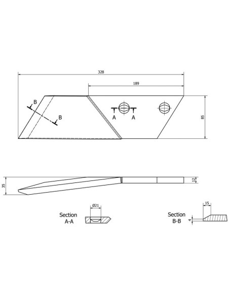 Punto de arado - Izdo.Grosor: 12mm, (Agrolux, Kongskilde, Overum) Corresponde a: 41659461009