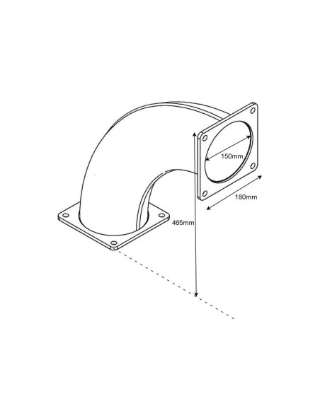 Tubo 90º con brida cuadrada 6'' (150mm) (galvanizado)