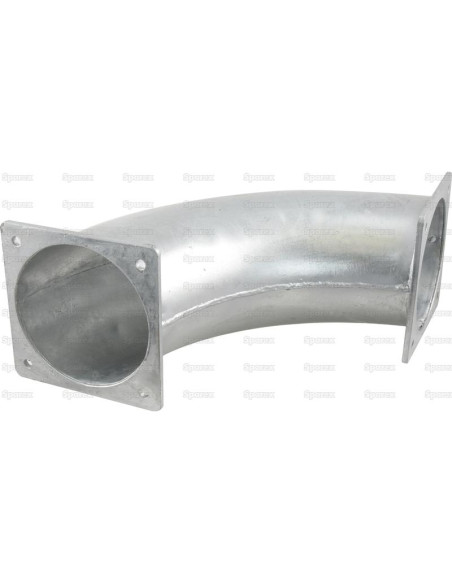 Tubo 90º con brida cuadrada 8'' (200mm) (galvanizado)