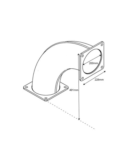 Tubo 90º con brida cuadrada 8'' (200mm) (galvanizado)