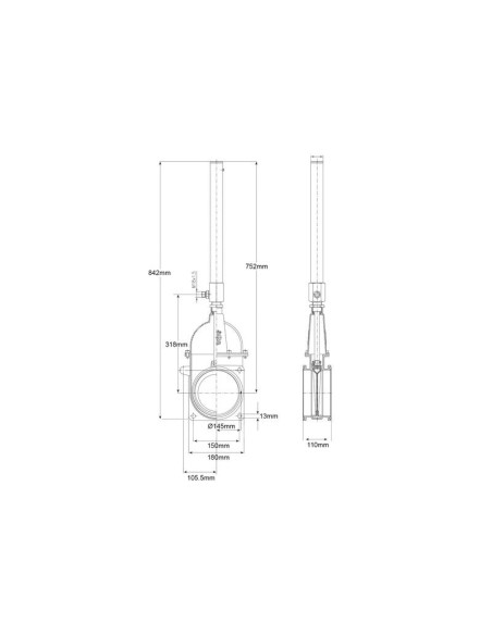 Válvula de paso con cilindro hidráulico con gas - Doble brida - Reforzada 6''