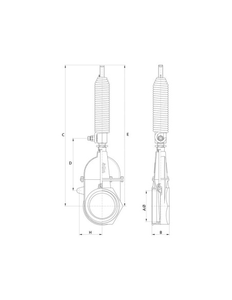 Válvula de paso con cilindro hidráulico con muelle - Doble rosca 6''