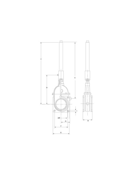 Válvula de paso con cilindro hidráulico de doble efecto - Doble brida 4''