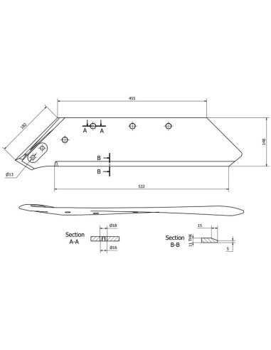 Tajadera - Izdo., 20'' (455mm), (Kverneland)...