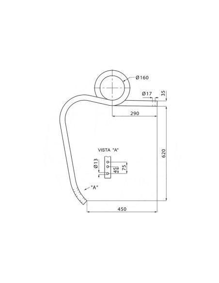 Brazo cultivador chisel - 35x35x620 Dcho. (High Clearance)