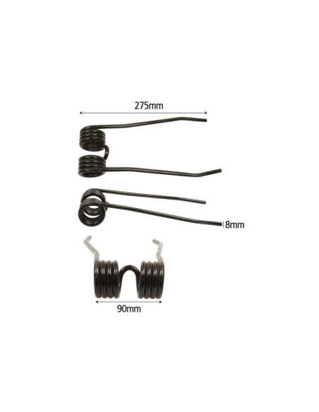 Muelle - Henificador - - - Longitud:275mm, Anchura:90mm, Ø8mm - Recambio para Centrac Corresponde a: 325/MAT992