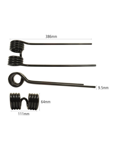 Muelle - Henificador - - - Longitud:386mm, Anchura:111mm, Ø9.5mm - Recambio para Kuhn Corresponde a: 57601100