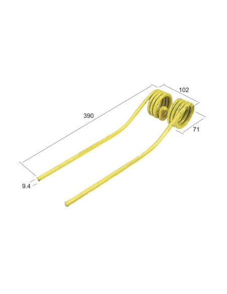 Muelle - Henificador - - - Longitud:390mm, Anchura:102mm, Ø9.4mm - Recambio para Agram, Gallingnani Corresponde a: 821039