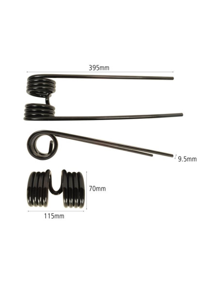 Muelle - Henificador - - - Longitud:395mm, Anchura:115mm, Ø9.5mm - Recambio para Kuhn Corresponde a: 58561900