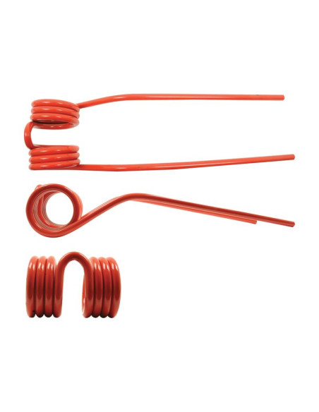 Muelle - Henificador - Dcha/Izda - Longitud:385mm, Anchura:98mm, Ø9.4mm - Recambio para Fella Corresponde a: 487734