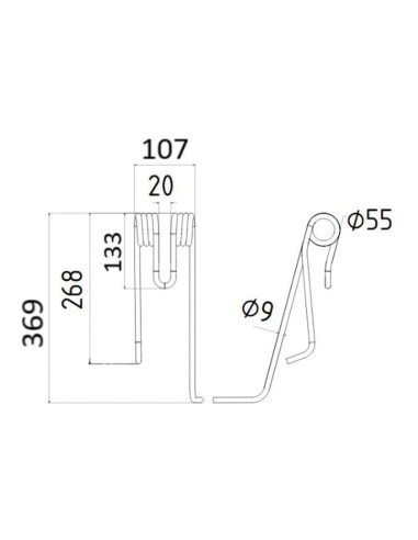 Muelle - Henificador - Dcho. - Longitud:369mm,...