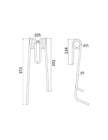 Muelle - Henificador - Dcho. - Longitud:372mm,...