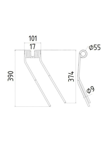 Muelle - Henificador - Dcho. - Longitud:374mm,...
