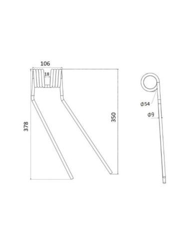 Muelle - Henificador - Dcho. - Longitud:378mm,...