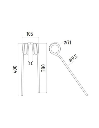 Muelle - Henificador - Dcho. - Longitud:400mm,...