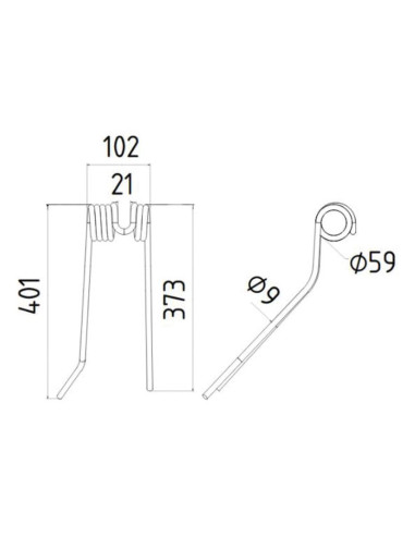 Muelle - Henificador - Dcho. - Longitud:401mm,...
