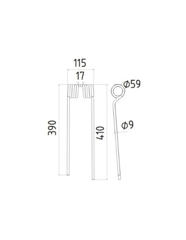 Muelle - Henificador - Dcho. - Longitud:410mm,...