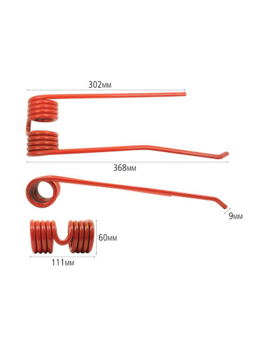 Muelle - Henificador - Izdo. - Longitud:368mm,...