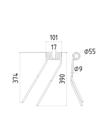 Muelle - Henificador - Izdo. - Longitud:374mm,...