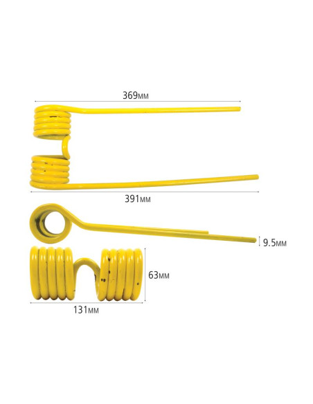 Muelle - Henificador - Izdo. - Longitud:393mm, Anchura:131mm, Ø9.5mm - Recambio para Krone Corresponde a: 1530151