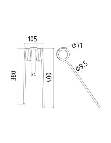 Muelle - Henificador - Izdo. - Longitud:400mm,...