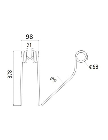 Muelle - Henificador Longitud:378mm,...