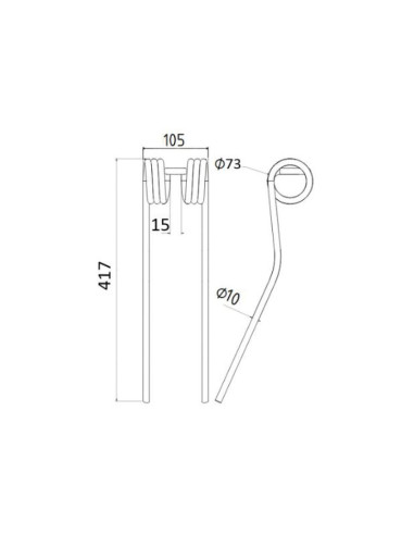 Muelle - Henificador Longitud:417mm,...