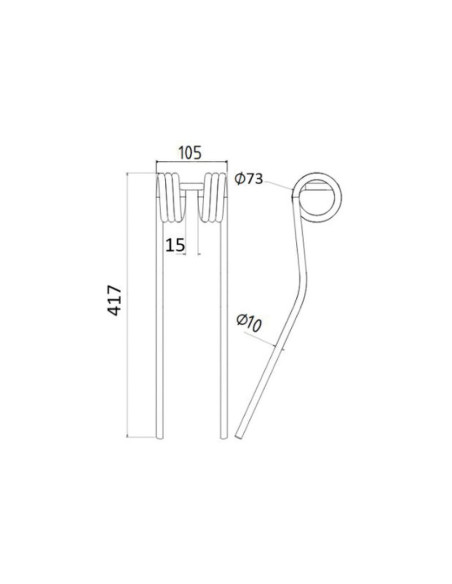 Muelle - Henificador Longitud:417mm, Anchura:105mm, Ø10mm - Recambio para Krone