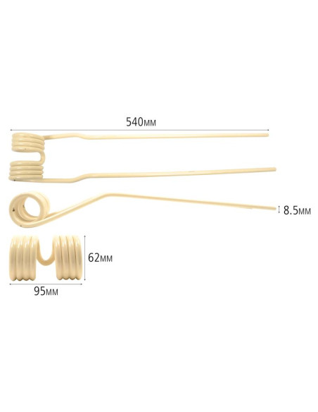 Muelle - Rastrillo - - - Longitud:540mm, Anchura:95mm, Ø8.5mm - Recambio para Pottinger Corresponde a: 436032