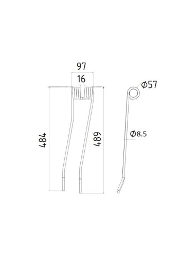 Muelle - Rastrillo - Izdo. - Longitud:489mm,...
