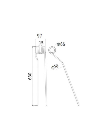 Muelle - Rastrillo - Izdo. - Longitud:630mm,...