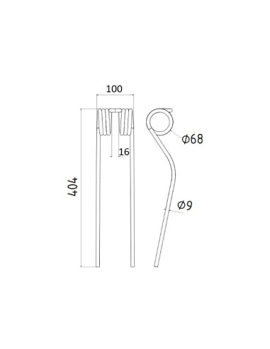 Muelle - Rastrillo Longitud:404mm,...