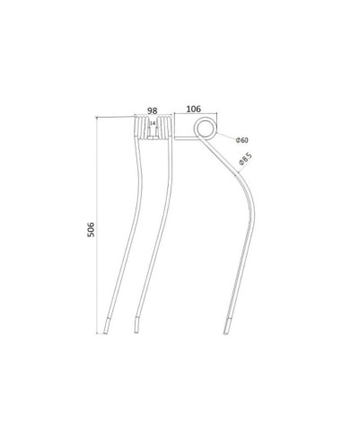 Muelle - Rastrillo Longitud:506mm,...