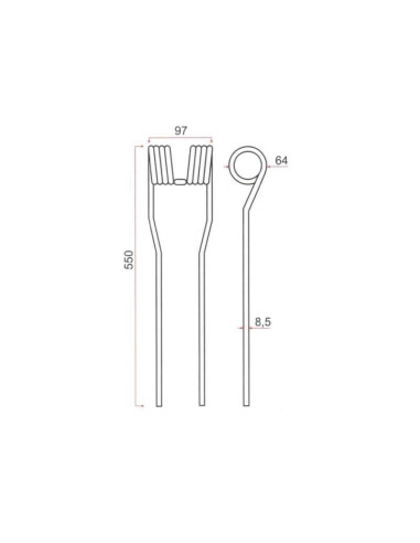 Muelle - Rastrillo Longitud:550mm,...