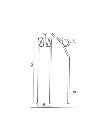Muelle - Rastrillo Longitud:620mm,...