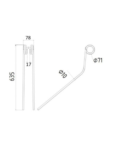 Muelle - Rastrillo Longitud:635mm,...