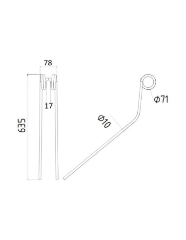 Muelle - Rastrillo Longitud:635mm,...