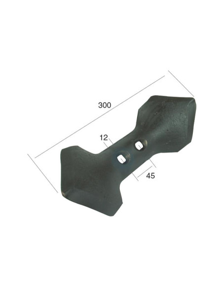 Puntera Reversible 300x110x8mm Distancia entre Taladros 45mm Corresponde a: 05000514