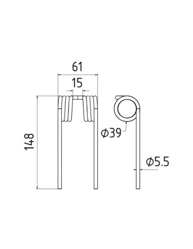 Muelle pick-up Longitud:148mm, Anchura:61mm,...