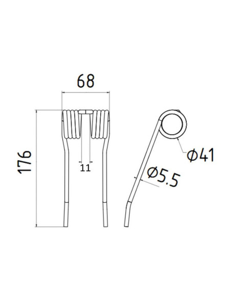 Muelle pick-up Longitud:176mm, Anchura:68mm, Ø5.5mm - Recambio para Krone Corresponde a: 27005012