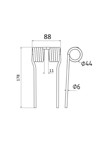 Muelle pick-up Longitud:178mm, Anchura:88mm,...