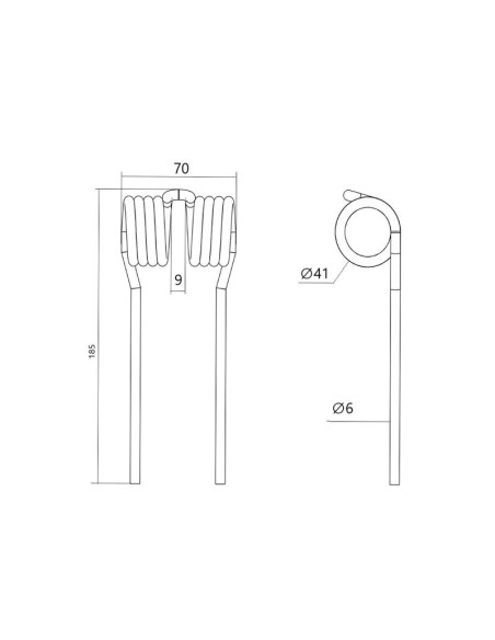 Muelle pick-up Longitud:185mm, Anchura:70mm, Ø6mm - Recambio para Mchale Corresponde a: CTN00025