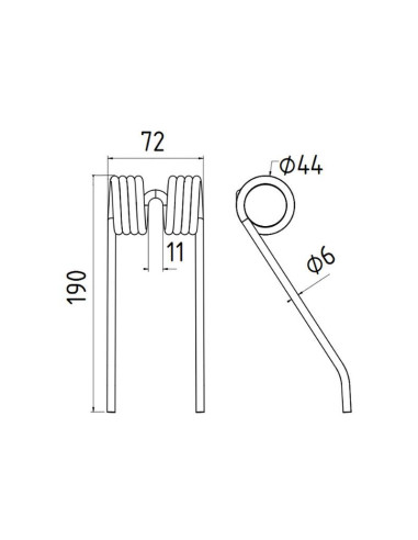 Muelle pick-up Longitud:190mm, Anchura:72mm,...