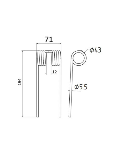 Muelle pick-up Longitud:194mm, Anchura:71mm,...