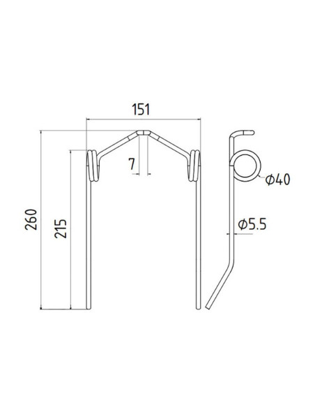 Muelle pick-up Longitud:260mm, Anchura:151mm, Ø5.5mm - Recambio para Laverda Corresponde a: LA321023250