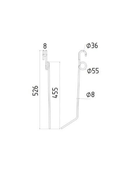 Muelle Rastrillo - Dcha/Izda - Longitud:526mm, Anchura:42mm, Ø8mm - Recambio para Einbock Corresponde a: 15099