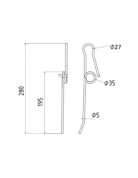 Repuesto de rueda de púas de rastrillo Longitud:195mm, Anchura Ø5mm - Recambio para Massey Ferguson Corresponde a: 914978M1