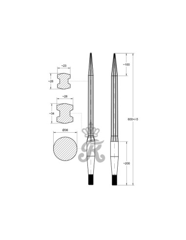 Púa - 600mm, Tamaño de rosca: M22 x 1.50 (H -...